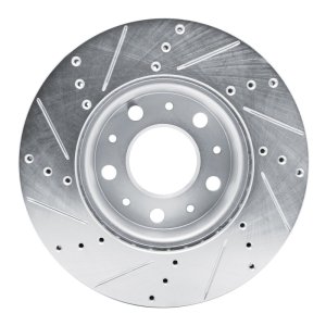 Ram Promaster 1500 Brake Rotor (1) - Front Right - R1 Concepts - Drilled & Slotted - Silver - `14-`25